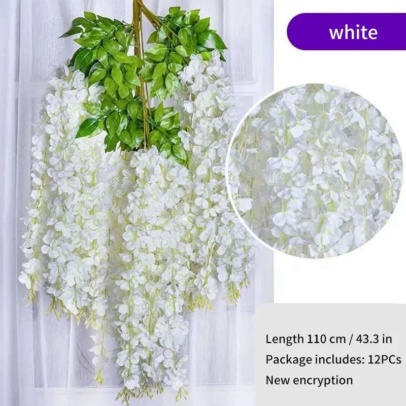 12Pcs Wisteria Artificial Flower - HuxoHome