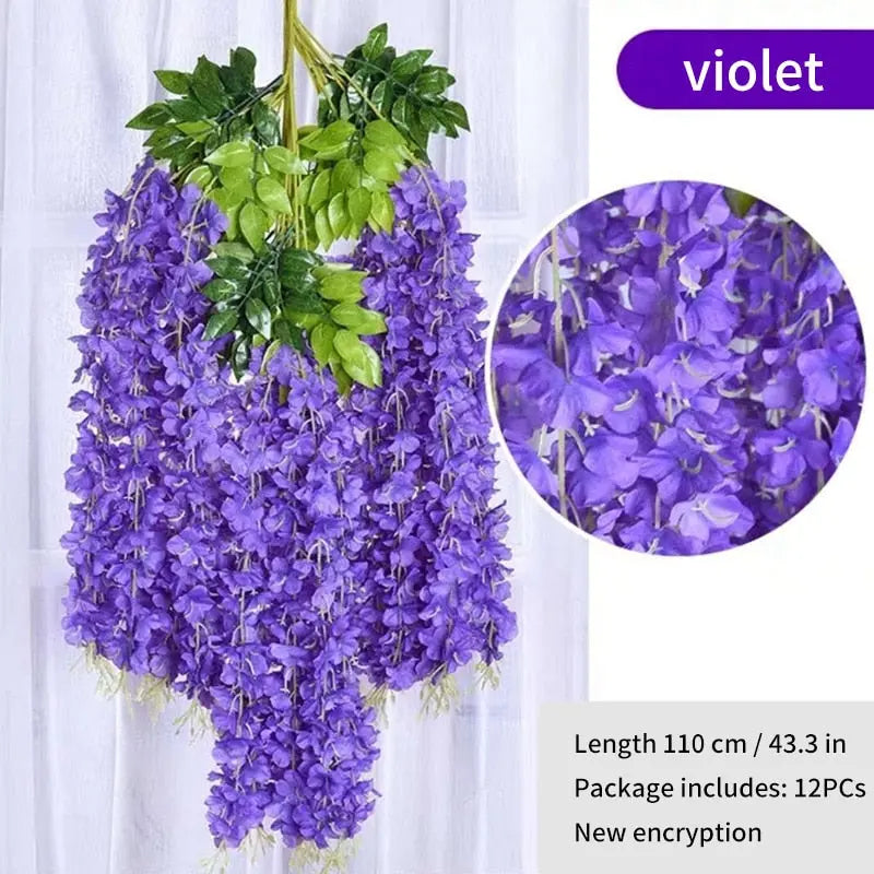 12Pcs Wisteria Artificial Flower - HuxoHome