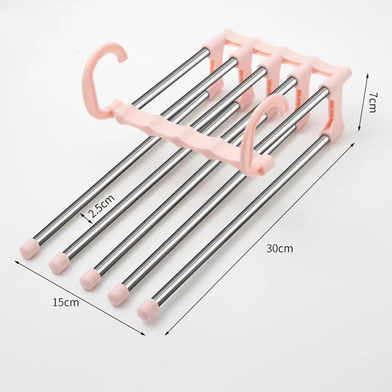 5 in1 Magic Stainless Steel Pants Rack Hanger - HuxoHome