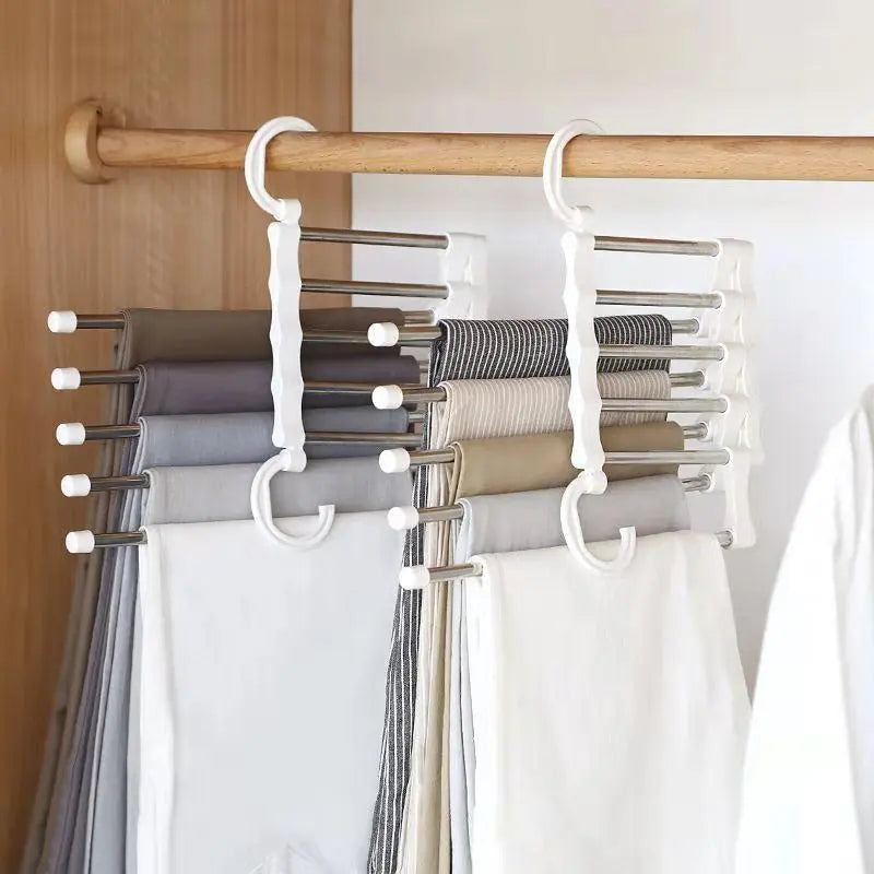 5 in1 Magic Stainless Steel Pants Rack Hanger - HuxoHome