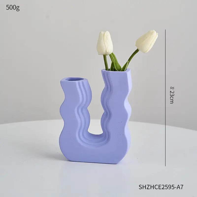 Geometric Art Ceramic Vase - HuxoHome