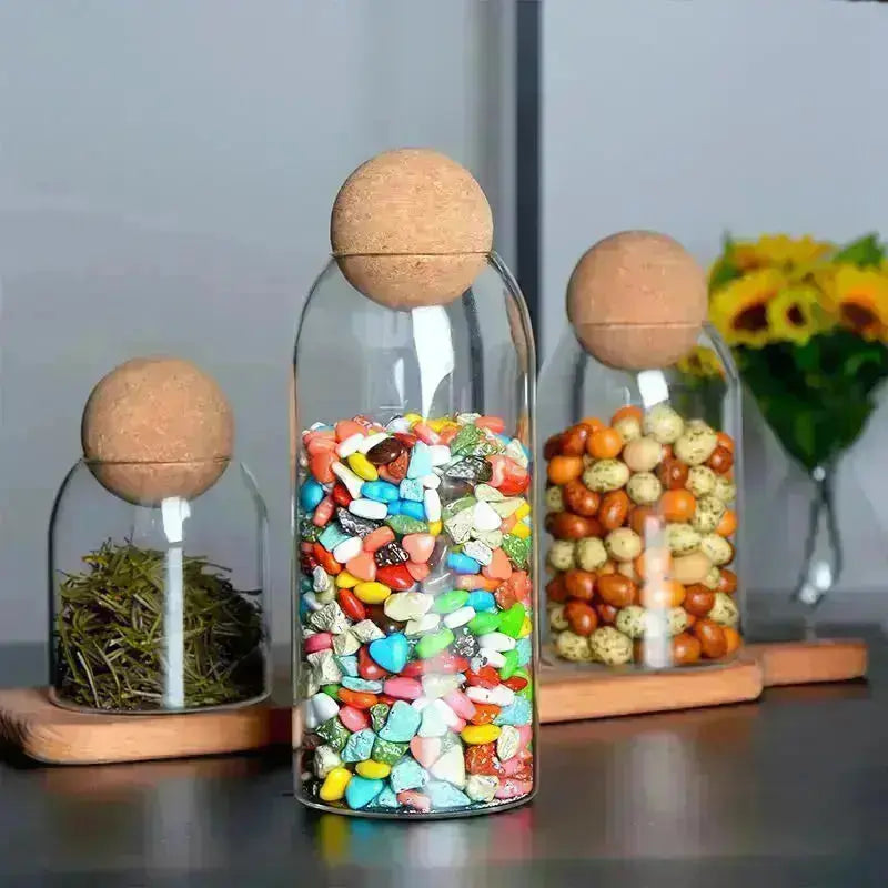 Glass Jar With Wooden Lid - HuxoHome